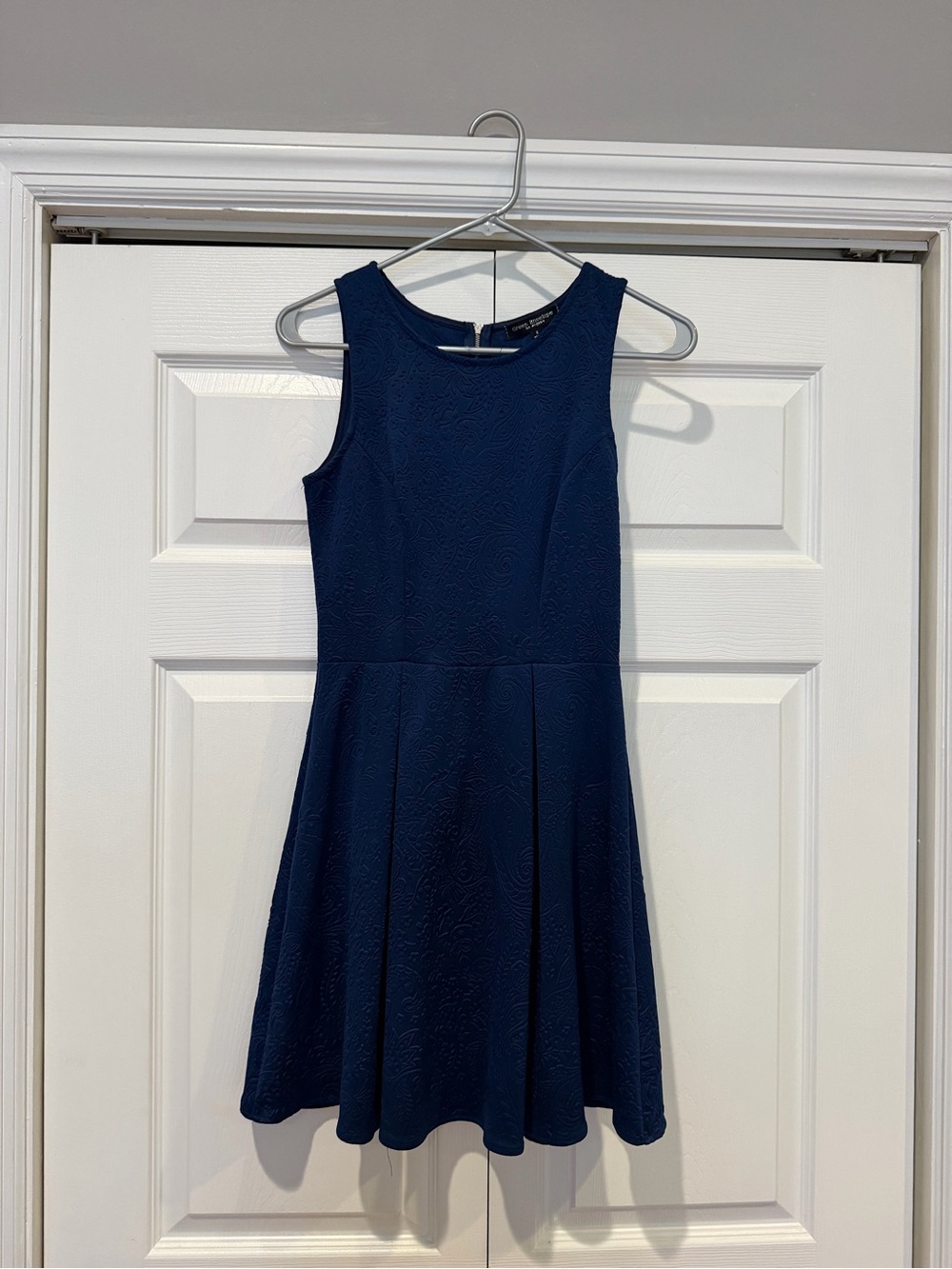 Navy Textured Fit & Flare Dress Size Small